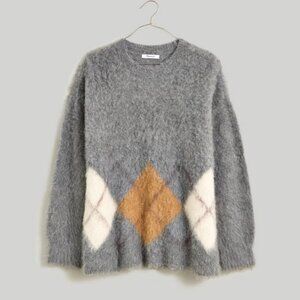 Madewell Brushed Argyle Crewneck Sweater